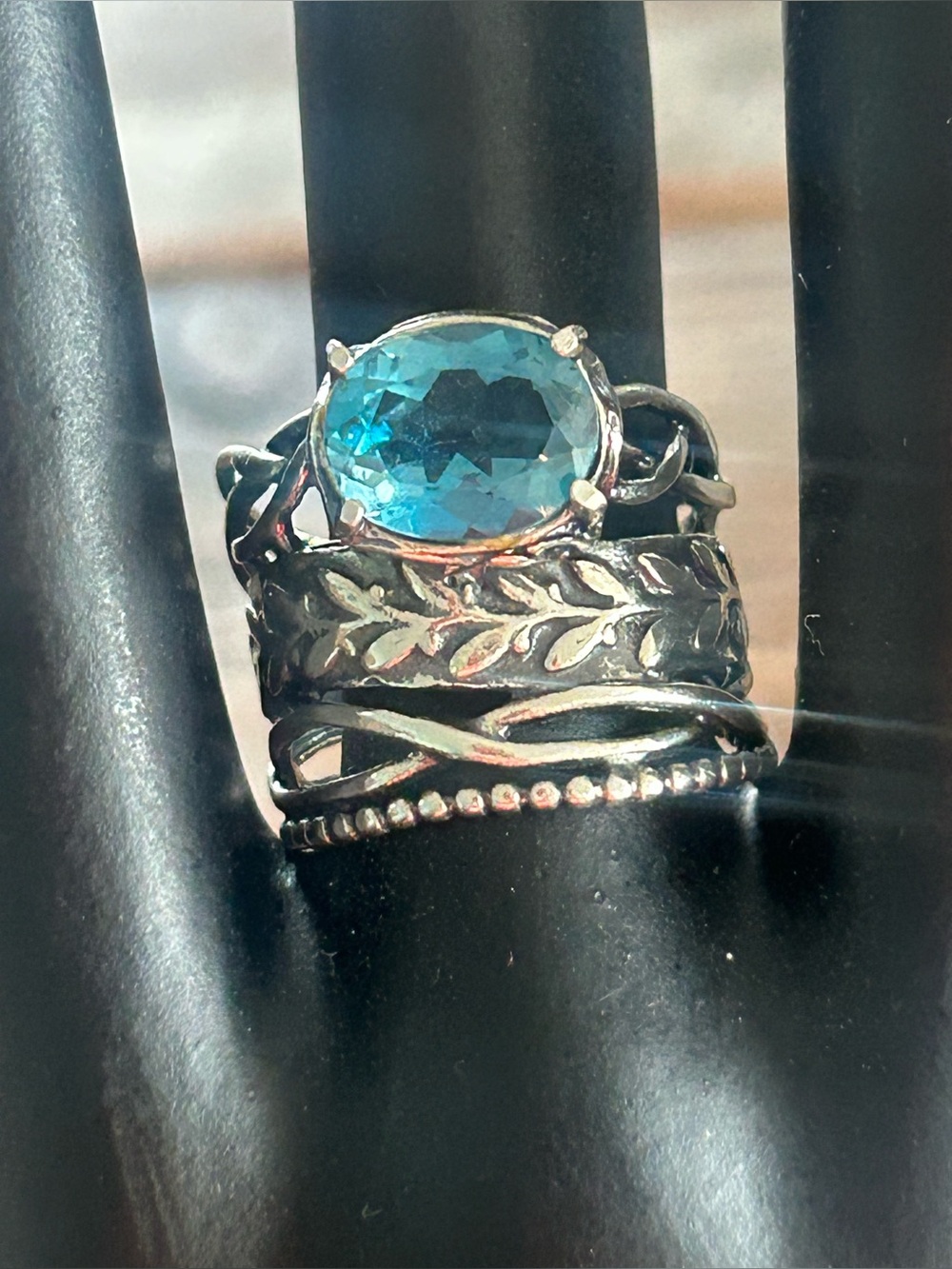 Or Paz Sterling Blue Topaz Ring Sz 7